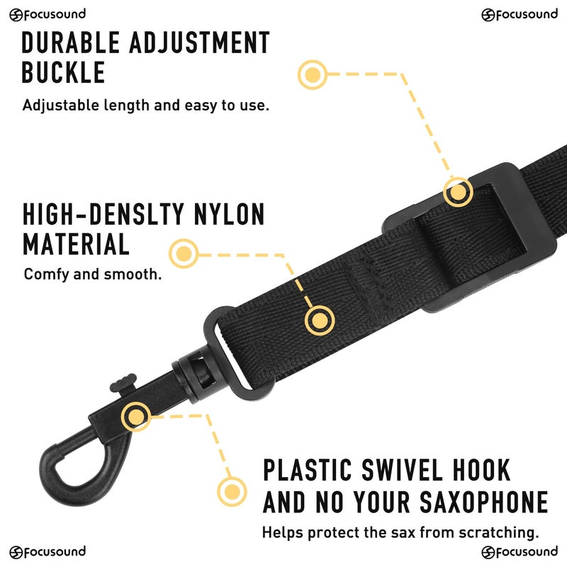 Focusound Upgraded Length Tenor Saxophone Neck Strap Soft Sax Leather Strap Padded for Alto and Tenor Saxophone - Image 4